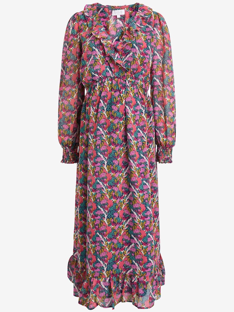 Geblümt, mehrfarbig bedruckt - Midikleid mit Wickeldesign vorne (Umstandsmode) - Bild 6 von 6 Geblümt, mehrfarbig bedruckt - Midikleid mit Wickeldesign vorne (Umstandsmode) - Bild 6 von 6