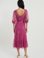 Monsoon Pink Sabrina Embellished Midi Dress - Image 2 of 3