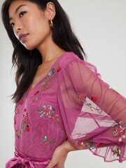 Monsoon Pink Sabrina Embellished Midi Dress - Image 3 of 3