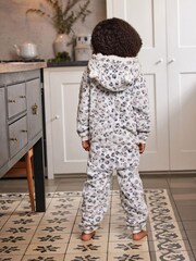 White/Grey Kids Matching Family Animal Print Fleece All-In-One (1.5-16yrs) - Image 2 of 5