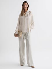 Reiss Ivory Celia Lace Cut-Out Blouse - Image 3 of 5