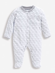 JoJo Maman Bébé Grey Little Elephant Cotton Baby Sleepsuit - Image 1 of 2