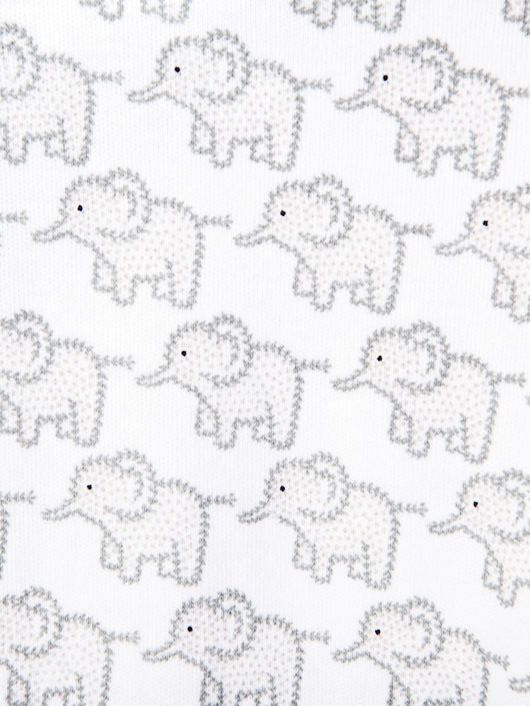 JoJo Maman Bébé Grey Little Elephant Cotton Baby Sleepsuit - Image 2 of 2