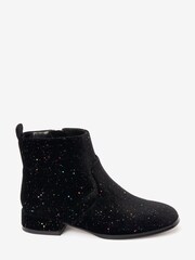 Black Rainbow Glitter Velvet Boots - Image 1 of 5