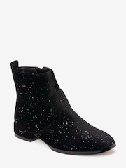 Black Rainbow Glitter Velvet Boots - Image 2 of 5