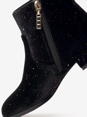 Black Rainbow Glitter Velvet Boots - Image 3 of 5