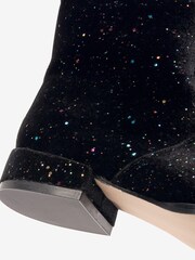 Black Rainbow Glitter Velvet Boots - Image 4 of 5