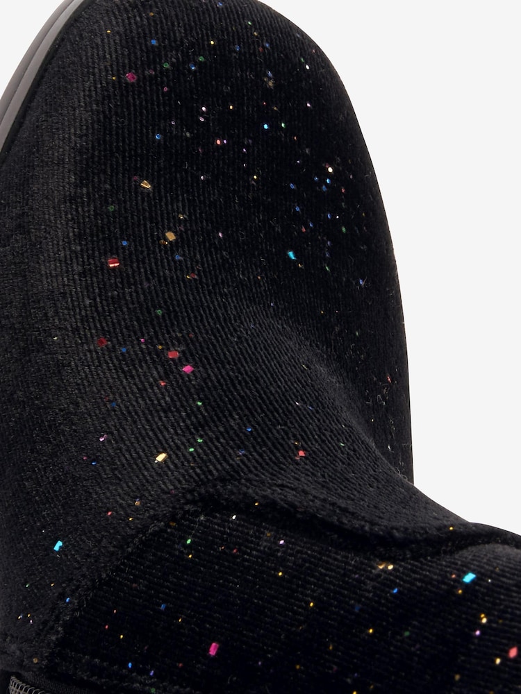Black Rainbow Glitter Velvet Boots - Image 5 of 5