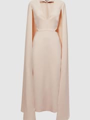 Reiss Nude Kate Cape-Style Midi Dress - Image 2 of 6