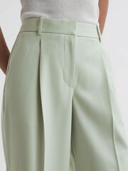 Reiss Green Naomi Wide Leg Wool Blend Trousers - Image 3 of 5