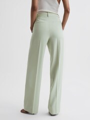 Reiss Green Naomi Wide Leg Wool Blend Trousers - Image 4 of 5