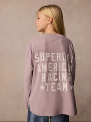 Superdry Lilac Purple Long Sleeve Workwear Printed T-Shirt - Image 2 of 10