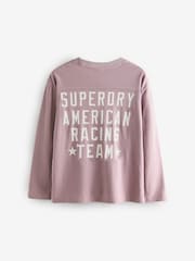 Superdry Lilac Purple Long Sleeve Workwear Printed T-Shirt - Image 7 of 10