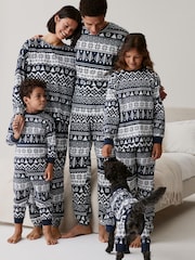 Bleu marine en jacquard - Pyjama de Noël en coton pour enfants de la famille (9 mois à 16 ans) - Image 2 de 6