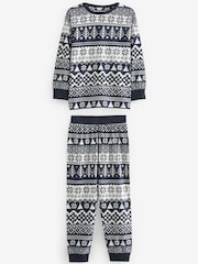 Bleu marine en jacquard - Pyjama de Noël en coton pour enfants de la famille (9 mois à 16 ans) - Image 4 de 6