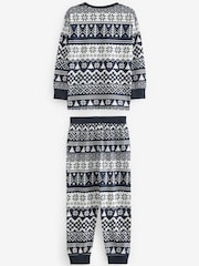 Bleu marine en jacquard - Pyjama de Noël en coton pour enfants de la famille (9 mois à 16 ans) - Image 5 de 6