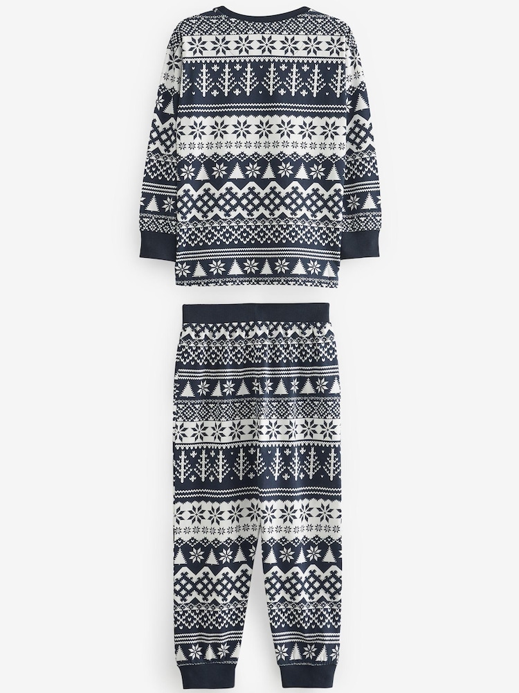 Bleu marine en jacquard - Pyjama de Noël en coton pour enfants de la famille (9 mois à 16 ans) - Image 5 of 6