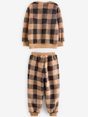 Neutral Check Matching Family Kids Cosy Fleece Pyjamas (3-16yrs) - Image 4 of 6