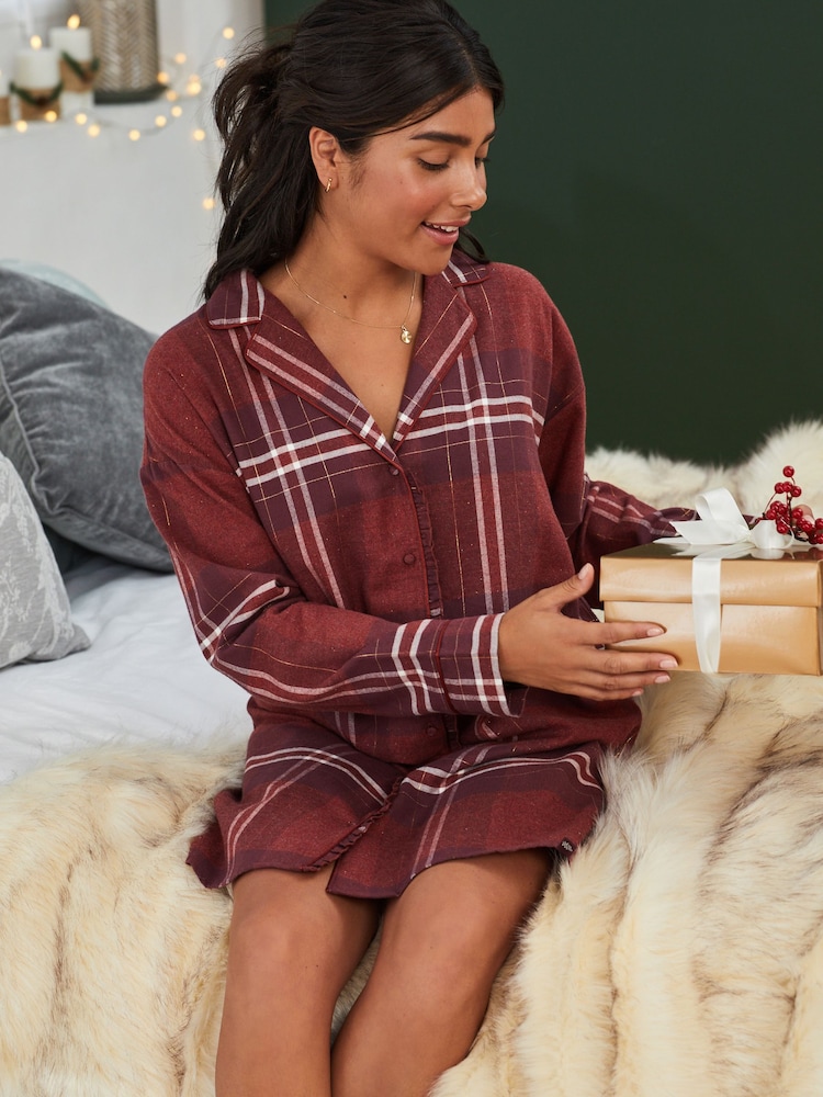 Laura Ashley Red Check Button Through Nightshirt - Image 2 of 8