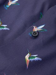 Navy Blue Hummingbird Regular Fit Printed Trimmed Shirt - Image 7 of 8