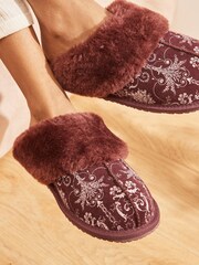 Laura Ashley Berry Josette Print Suede Mules - Image 3 of 9