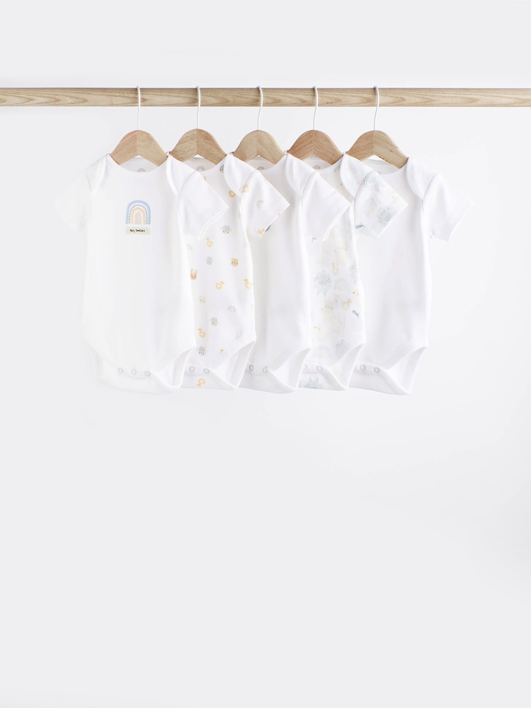 Bela - kratek rokav; s kratkimi rokavi 100% Cotton dojenček bodi 5 komplet - Slika 1 iz 7