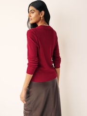 Rouge - Pull haut de gamme en mérinos à col polo - Image 2 de 7