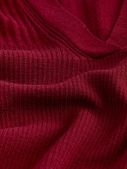 Rouge - Pull haut de gamme en mérinos à col polo - Image 7 de 7