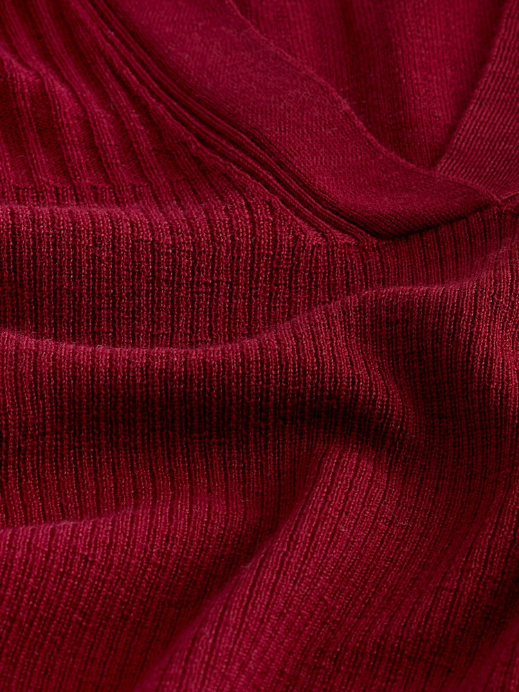 Rouge - Pull haut de gamme en mérinos à col polo - Image 7 de 7
