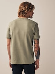 Navy Blue/Stone/Ecru Cream Textured T-Shirts 3 Pack - Image 6 of 9