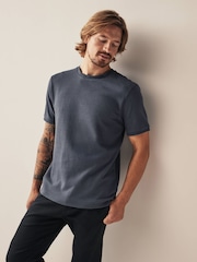 Navy Blue/Stone/Ecru Cream Textured T-Shirts 3 Pack - Image 9 of 9