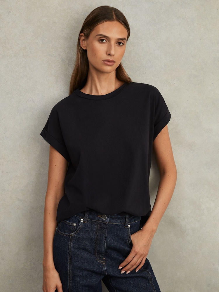 Azul marino - Reiss Tereza Camiseta de cuello redondo de algodón - Imagen 1 de 5 Azul marino - Reiss Tereza Camiseta de cuello redondo de algodón - Imagen 1 de 5