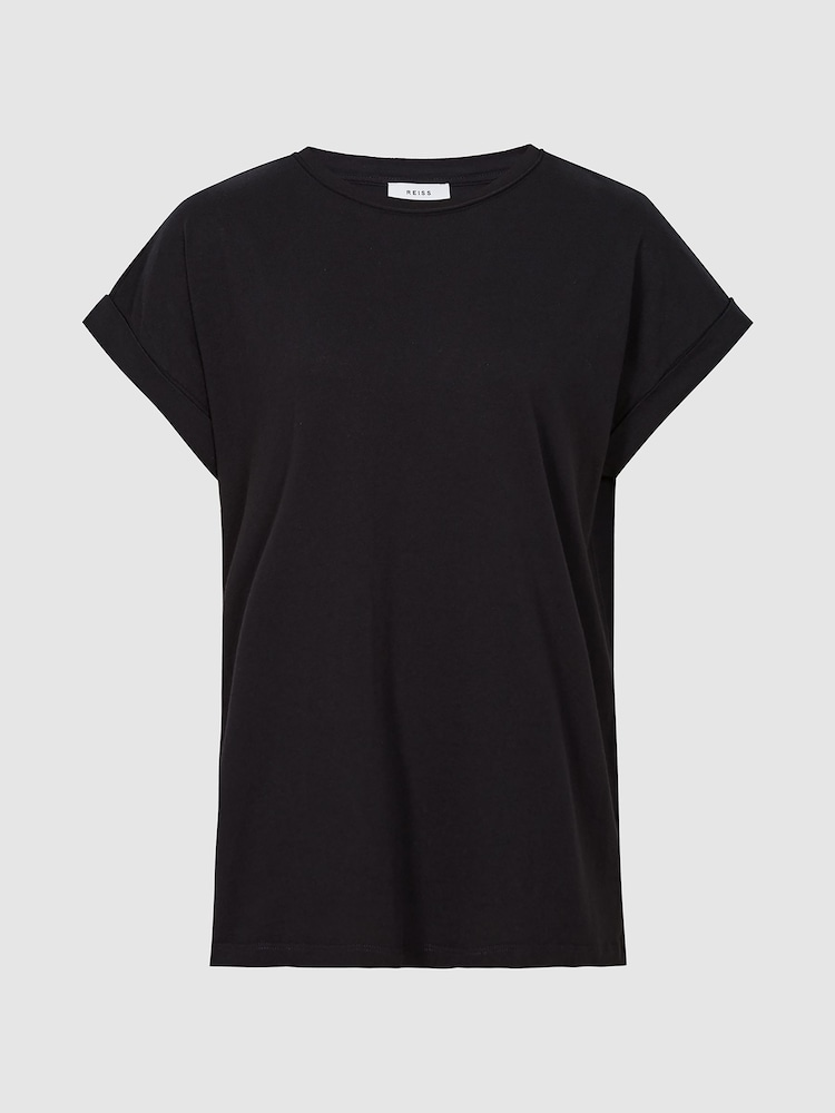 Reiss Navy Tereza Cotton-Jersey Crew Neck T-Shirt - Image 2 of 6