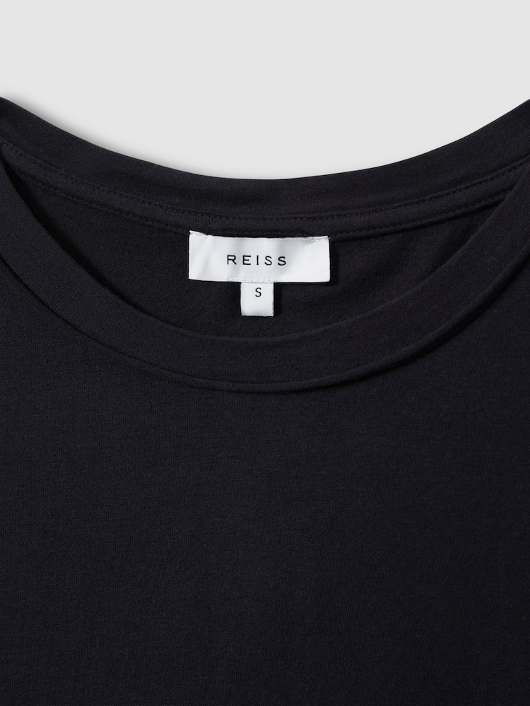 Reiss Navy Tereza Cotton-Jersey Crew Neck T-Shirt - Image 6 of 6