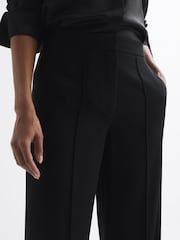 Reiss Black Aleah Elasticated Waist Wide Leg Trousers - Image 1 of 7
