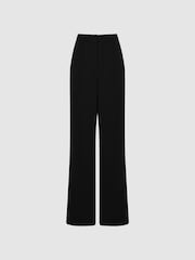 Reiss Black Aleah Elasticated Waist Wide Leg Trousers - Image 2 of 7