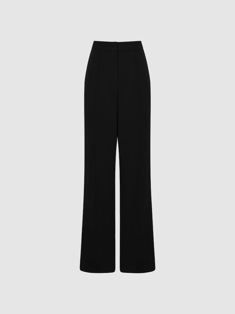 Reiss Black Aleah Elasticated Waist Wide Leg Trousers - Image 2 of 7