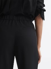 Reiss Black Aleah Elasticated Waist Wide Leg Trousers - Image 4 of 7