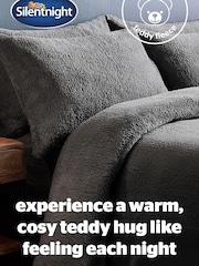 Silentnight Charcoal Grey Fleece Cosy Teddy Duvet Cover and Pillowcase Set - Image 2 of 7