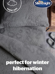Silentnight Charcoal Grey Fleece Cosy Teddy Duvet Cover and Pillowcase Set - Image 3 of 7