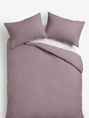 Purple Elderberry Cotton Rich Plain Duvet Cover and Pillowcase Set - Image 2 of 3