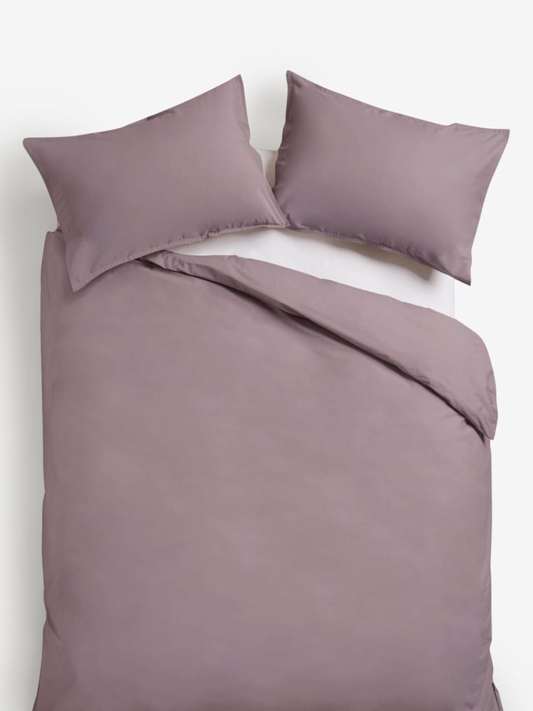 Purple Elderberry Cotton Rich Plain Duvet Cover and Pillowcase Set - Image 2 of 3