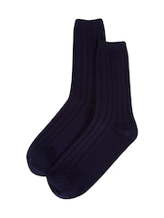 Pure Luxuries London Dalton Cashmere & Merino Wool Ribbed Socks - Image 1 of 3