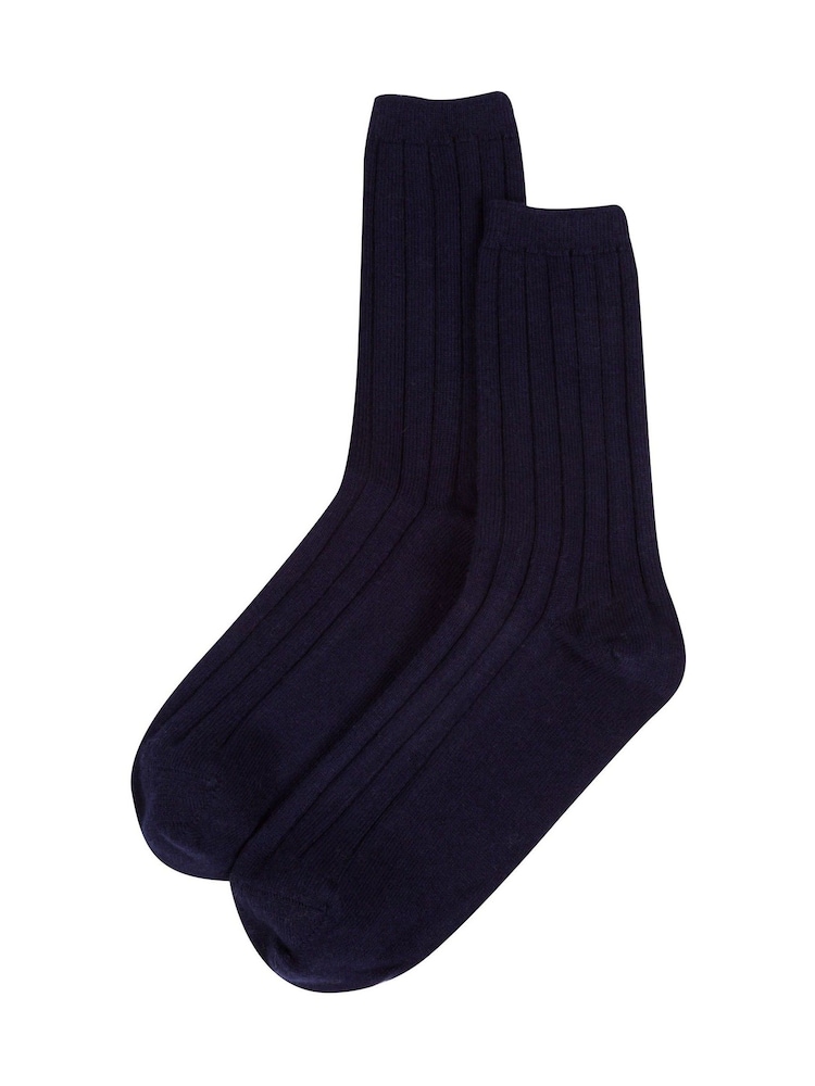 Pure Luxuries London Dalton Cashmere & Merino Wool Ribbed Socks - Image 1 of 3