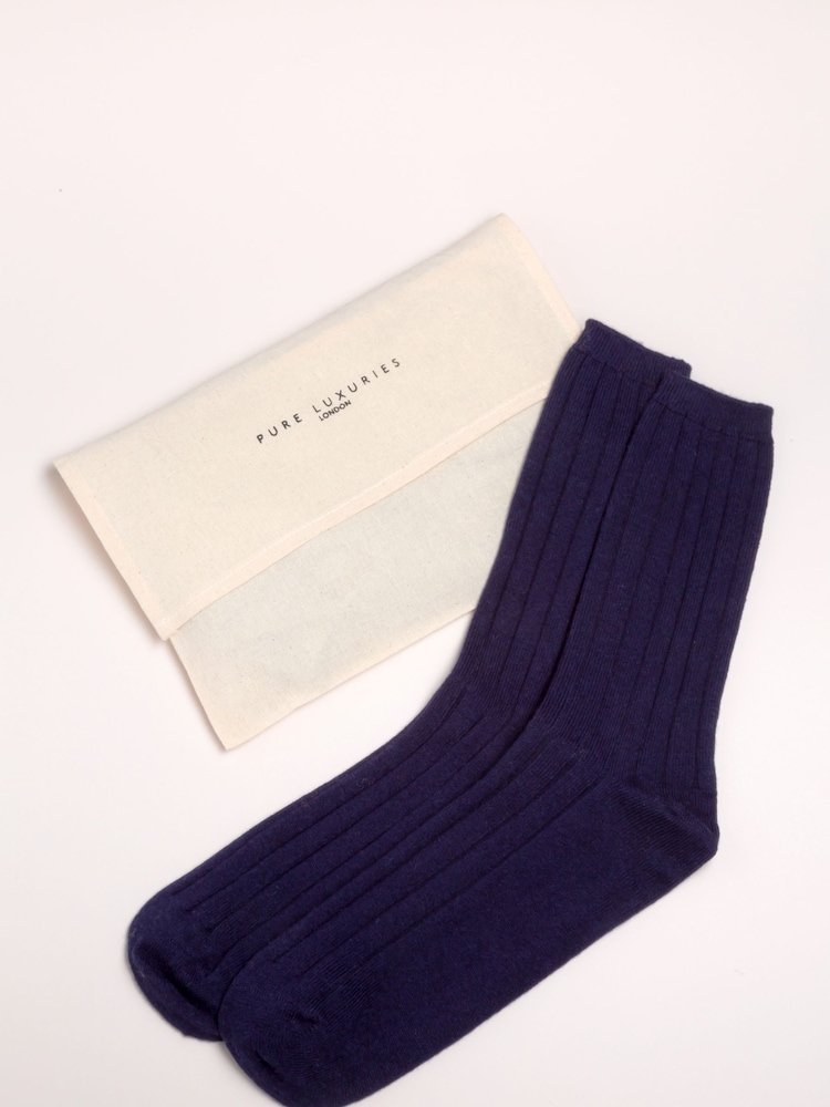 Pure Luxuries London Dalton Cashmere & Merino Wool Ribbed Socks - Image 2 of 3