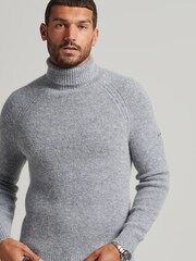 Superdry Grey Alpaca Chunky Roll Neck Jumper - Image 1 of 5
