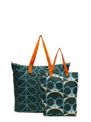 Orla Kiely Jade Green Packaway Bags 2 Pack - Image 1 of 4