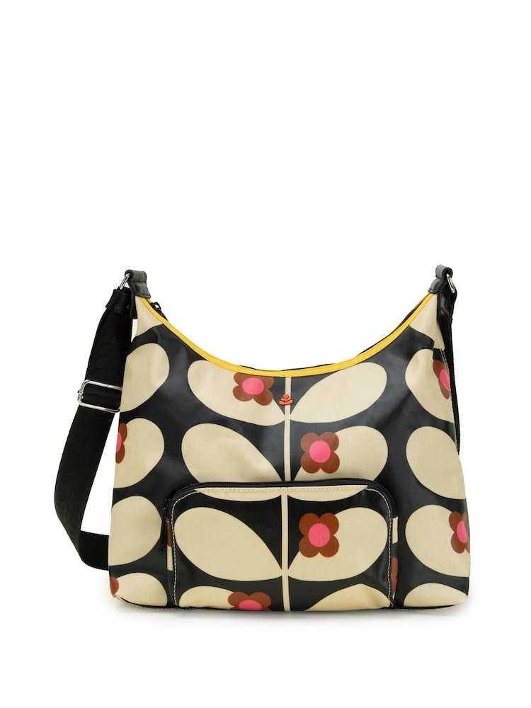 Orla Kiely Brown Scoop Wild Rose Stem Large Hobo Bag - Image 1 of 4
