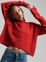 Superdry Red Vintage Essential Mock Neck Jumper - Image 1 of 5