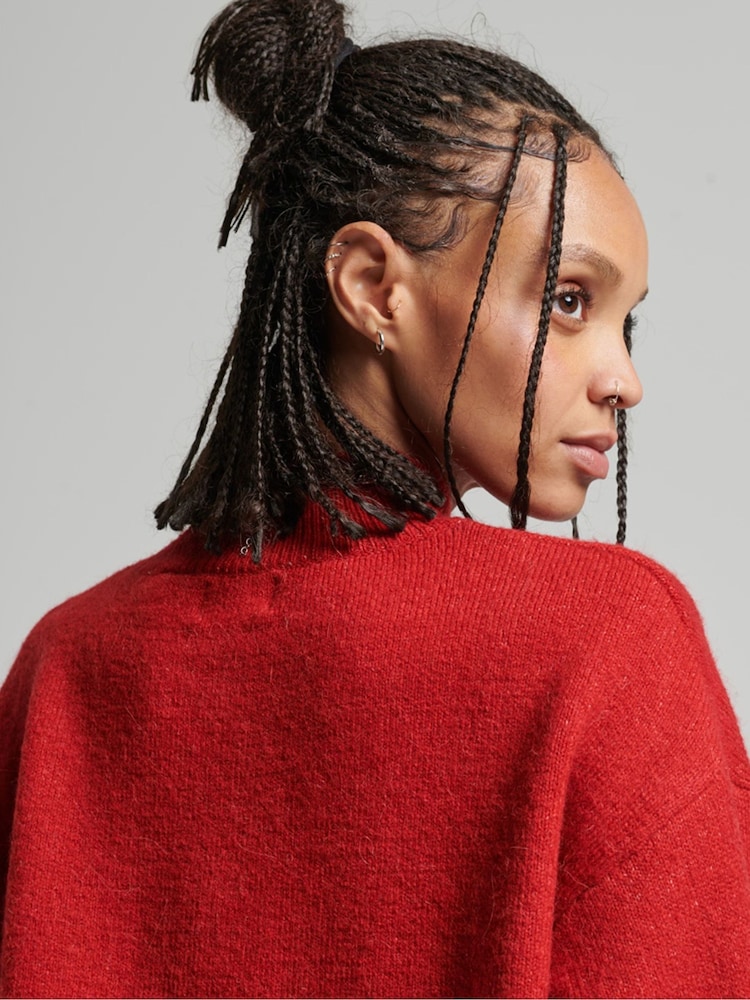 Superdry Red Vintage Essential Mock Neck Jumper - Image 3 of 5